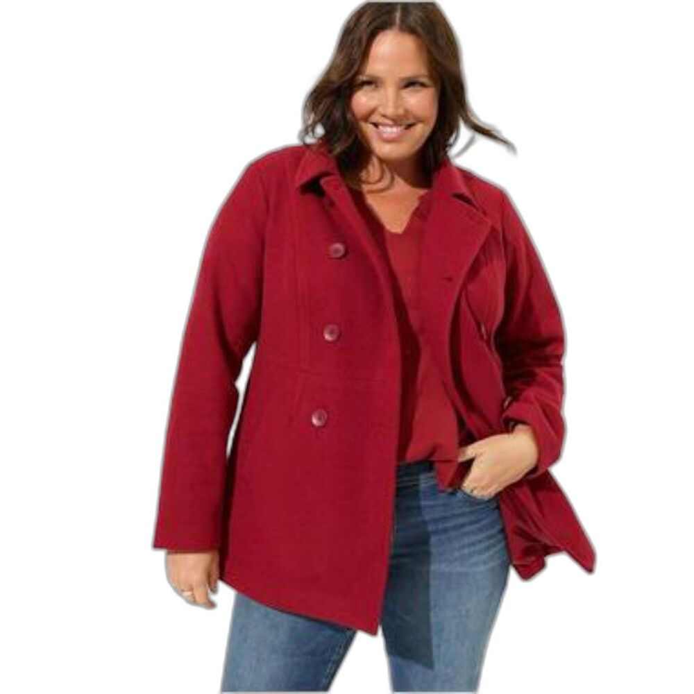 TORRID Wool Double Breasted Peacoat In Rhubarb - 5X - Picture 2 of 11